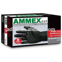 2014 alta qualidade e mais novo AMMEX descartáveis ​​Black Nitrile tatuagem luvas para S, M, L